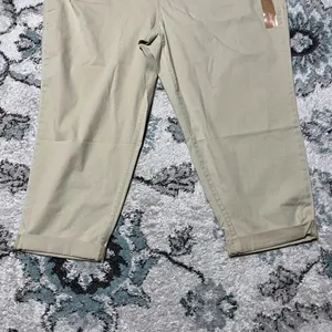 NWT 22W Plus Size Jessica Simpson Women’s Slouchy Boyfriend Khaki Ankle Cropped Chinos Pants thumbnail 6