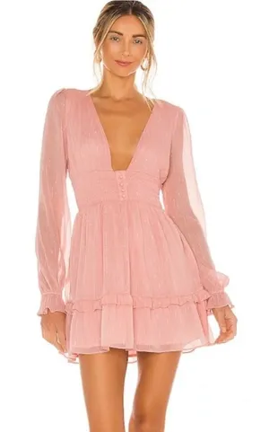 Lovers + Friends Arline Pink Metallic Mini Dress‎ Sz S thumbnail 1