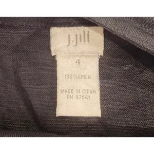 J. Jill Black 100% Linen Faux Wrap Maxi Skirt White Contrast Stitching Size 4 thumbnail 7