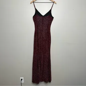 Fiesta Fashion VTG 90s Whimsigoth‎ Maxi Dress Gown M Burgundy Glitter Event Party Cocktail thumbnail 5