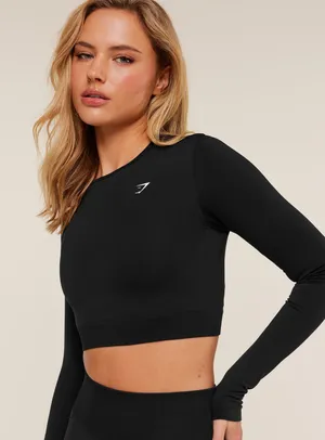 Gymshark Everyday Seamless Long Sleeve Crop Top Black S Estimated thumbnail 1