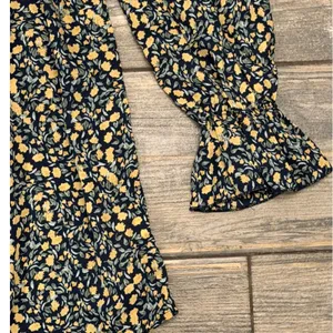 Missguided‎ Milkmaid Shirred Bust Mini Floral Dress Yellow Navy SZ 2 Cottagecore thumbnail 6