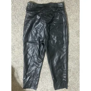 Lucy Paris Womens Faux Leather Paperbag-Waist Pants Black Belted Size Small thumbnail 4