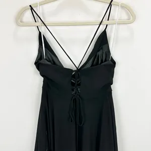 Lulus Romantically Speaking Black Cowl Lace-Up Maxi Dress Formal Small NWT thumbnail 11