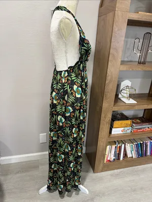 Brenda Quinn x Anthropologie Tropical Floral Resort Wear Halter Maxi Dress thumbnail 5
