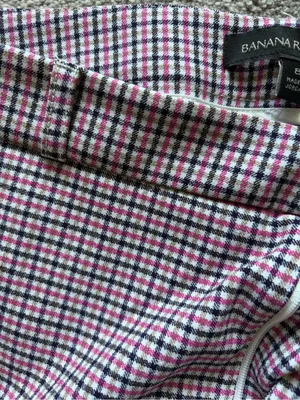Banana Republic Sloan Pants - 8 - pink, black, tan plaid. thumbnail 4