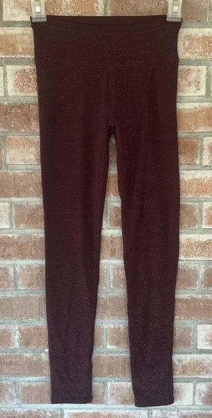 NWT Aerie Glitter Chill Play Move Leggings Maroon XS thumbnail 1