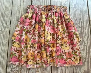 Show Me Your Mumu Pink Floral Tiered Mini Skirt S thumbnail 1