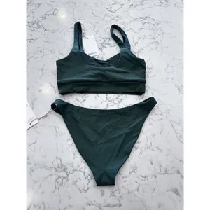 NWT Quince Palm Green Italian Tank Bikini Top & Low Rise Bottom Set Size XS thumbnail 2