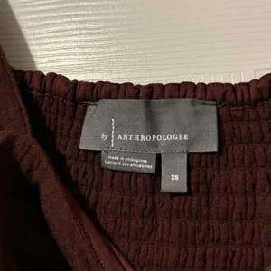 Anthropologie Smocked Tank Top Size XS Brown Cocoa Cotton Tie Back Lined Stretch thumbnail 4