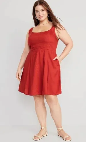 💥 Old Navy Fit & Flare Scarlet Red Cami Mini Dress thumbnail 1