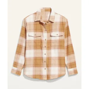 Womens Old Navy Plaid Fall Flannel Boyfriend Button Down Tunic Shirt Top - Sz S thumbnail 2