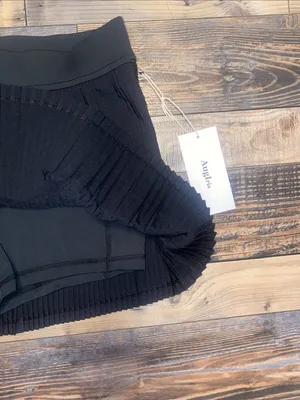 AugIris Black Pleated Min skort skirt Size L thumbnail 3