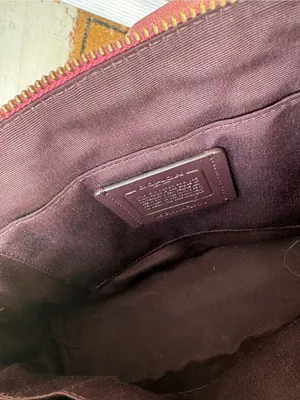 Coach Crossbody Handbag With Long Strap Gold Hardware Metallic Red/Pink thumbnail 6