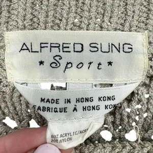 Alfred Sung‎ Sport Vintage Cable Knit Fisherman Crew Neck Sweater Size Small thumbnail 3