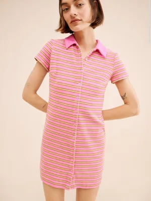 English Factory Terry Striped Polo Dress Size Small thumbnail 1