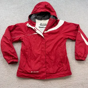 Columbia Womens Red White Colorblock Ski Jacket Hooded XL5916 Size L thumbnail 1