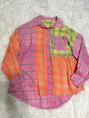 Oversized Colorful Flannel Multiple thumbnail 1