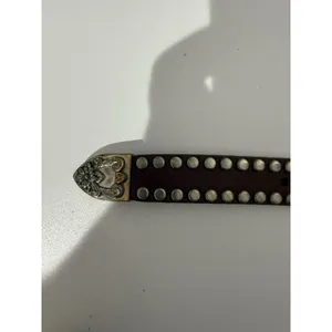Western Studded Belt San Juan Creek Brown Leather Silver Stamped‎ 35" Sz 30 thumbnail 13