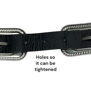 Black Double Buckle snap back Belt with Silver Accents thumbnail 8