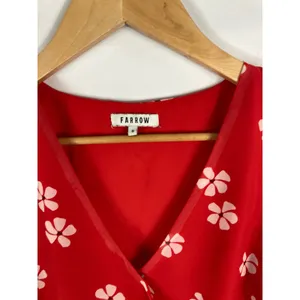 FARROW Red Floral Patterned Cropped Blouse Size Small thumbnail 3