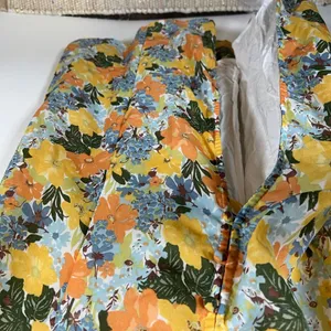 Abercrombie & Fitch Yellow Floral Button Front‎ Smocked Midi Dress Womens Medium thumbnail 6