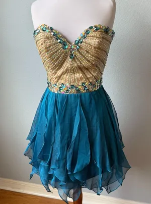 Sherri Hill Beaded Cocktail Mini Strapless Dress Size 10 thumbnail 1
