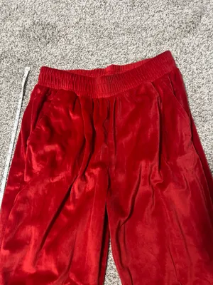 Red Velvet Sweatpants Joggers with Pockets - XS thumbnail 2