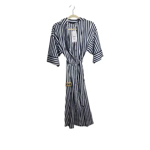 NWT Zara Blue White Striped Belted Dress Sz. XS thumbnail 5
