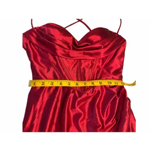 STACEES Red Satin Corset Gown Thigh-High Slit - Size 8 thumbnail 7