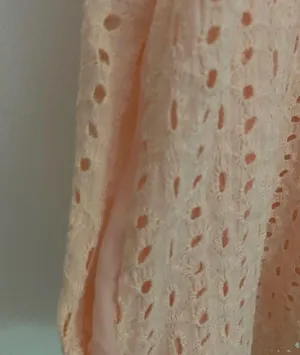 Peach color eyelet babydoll mini dress - small thumbnail 6