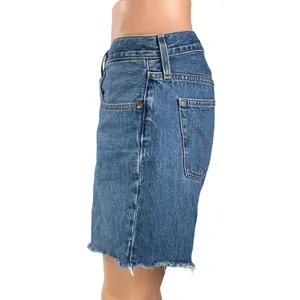 Levi's Women's Blue High Waisted Frayed Raw Hem Cut Off Denim Jean Shorts Size S thumbnail 2