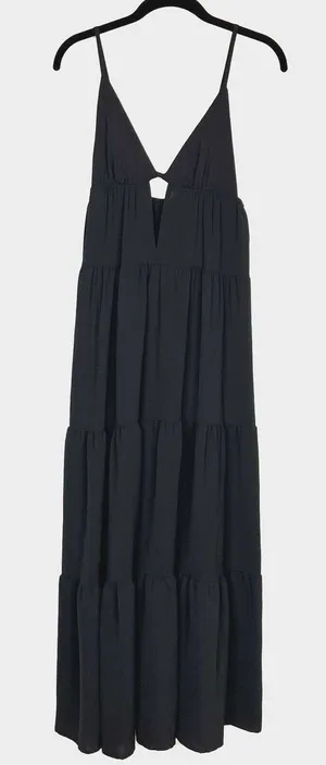 SHEIN Belle Plunging Neck Maxi Dress Womens Small Adjustable Straps Punk Peasant thumbnail 1