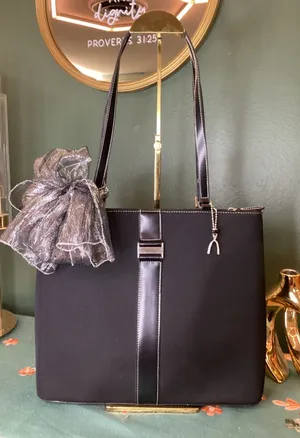 Chic Black Tote‎ Bag Women's Stylish Shoulder Handbag thumbnail 1