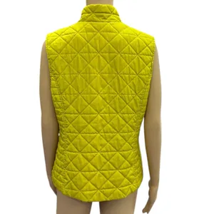 GH Bass and Co Quilted Vest Chartreuse Zip Front Fleece Collar Zip Pocket Medium thumbnail 7