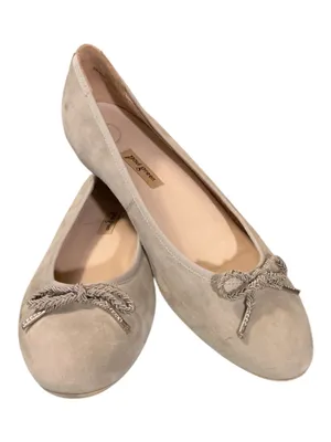 Paul Green "Super Soft" Greige Suede Bow Ballet Flats Size: UK 7 thumbnail 1
