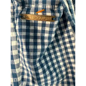 Juicy Couture Seersucker Lined Blue Gingham Zipper Front women sz L thumbnail 5