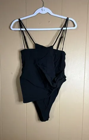 Zara Asymmetrical Draped Bodysuit thumbnail 1