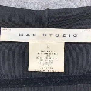 Max Studio Knit Stretch Hoodie Black Ivory Contemporary Zip Up Womens Large L thumbnail 7