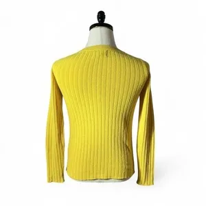 Banana Republic Italian Yarn Ribbed Sweater Womens Small Yellow Merino Cashmere thumbnail 2