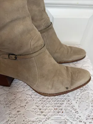Timberland Knee-High Taupe leather gray tanish Block Heel Boots sz 8.5 thumbnail 5