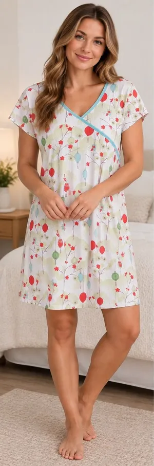 Green Cotton by Garnet Hill 100% Cotton Nightgown White Lantern Floral Womens XL thumbnail 1