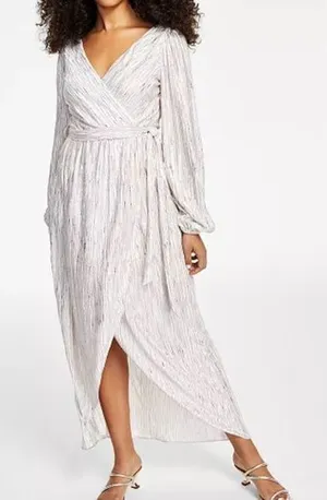 GUESS - Metallic Long-Sleeve Wrap‎ Maxi Dress thumbnail 1