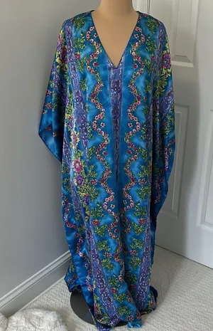 Winlar Blue Purple Floral Kaftan thumbnail 2