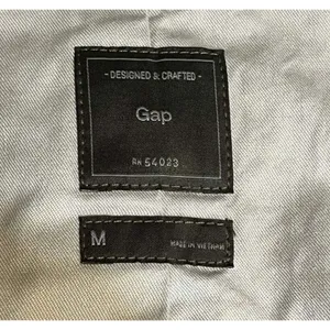 GAP Women’s Blue Pinstriped Double Breasted Trench Coat Medium Belted Classic thumbnail 5