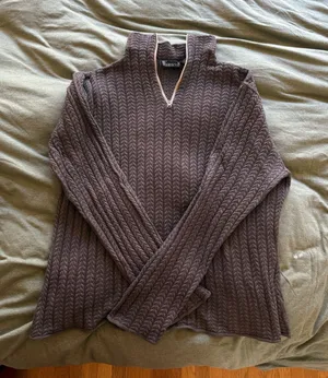 Women's Brown Cable Zip Sweater thumbnail 1