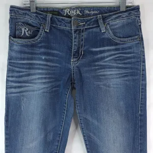 Wrangler Rock 47 Ultra Low Rise Embellished Flare Jeans Size 5x36‎ WHX65MG thumbnail 3