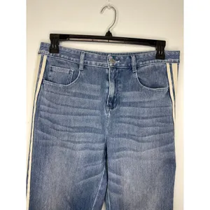 Halara Flex Barrell Jeans Women's Size Large Regular Side Stripe Stretch Denim thumbnail 2