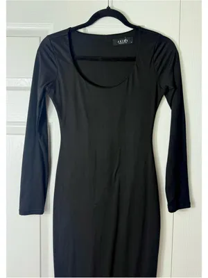 Akira Black Bodycon Maxi Dress Scoop Neck Long Sleeve Stretch Size Medium thumbnail 4