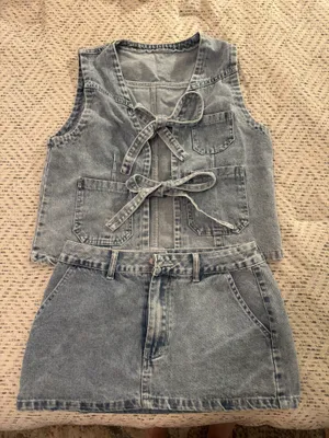 Perfect condition denim top and skirt set thumbnail 1